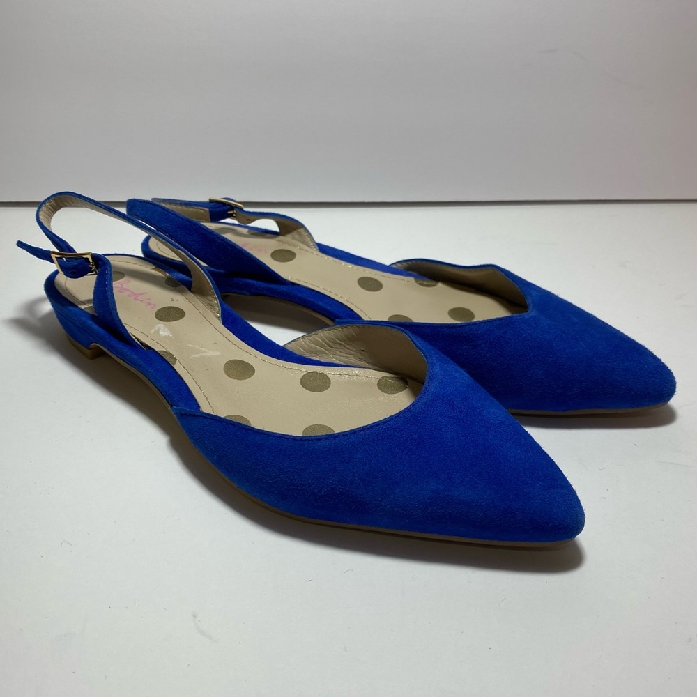 Boden Women's Blue Suede Leather Sling Back Ballet Flats Size EU 37 US 6
